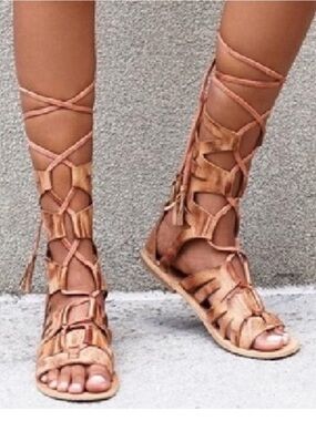 Free People Mesa Verde leather Lace-Up Gladiator Sandals